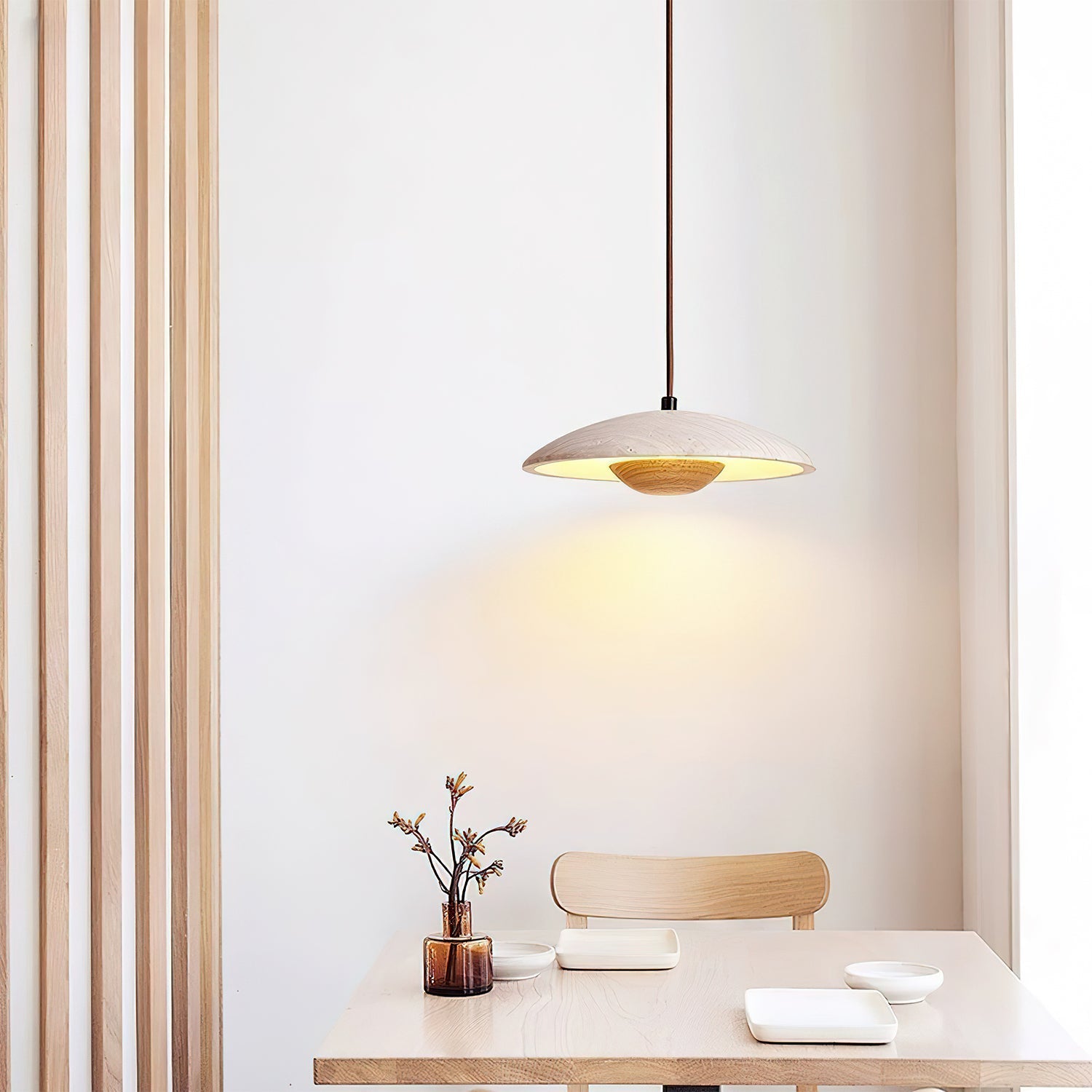 Suspension moderne Enrico en bois Noyer