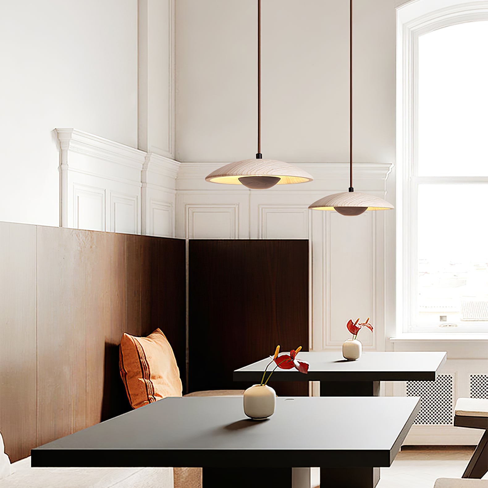 Suspension moderne Enrico en bois Noyer