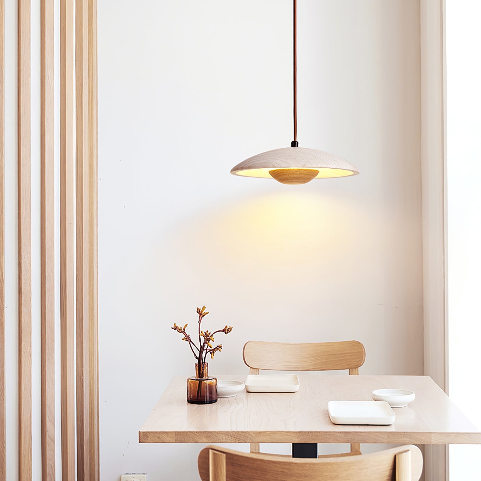 Suspension moderne Enrico en bois Noyer