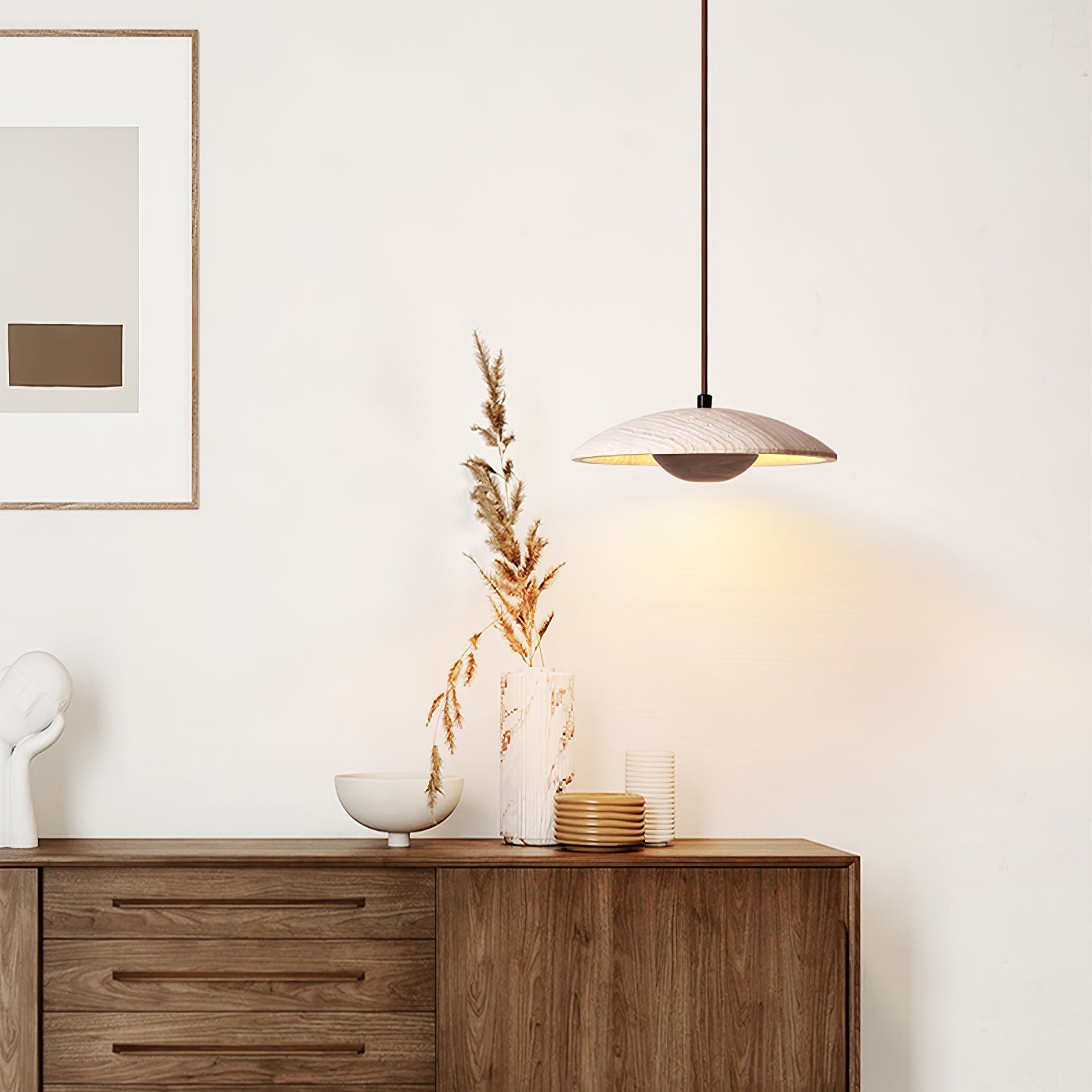 Suspension moderne Enrico en bois Noyer