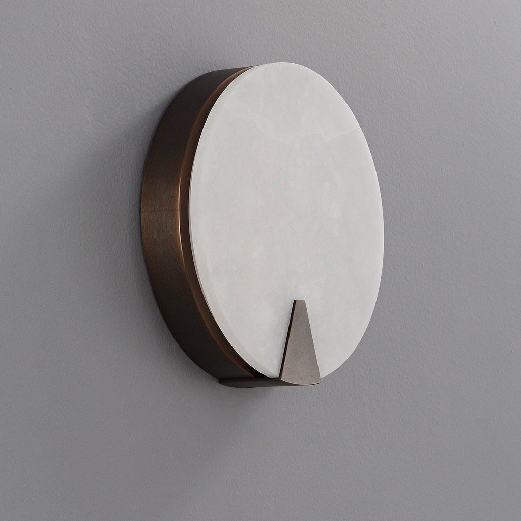 Applique murale moderne Agust en Albâtre Blanc et bronze