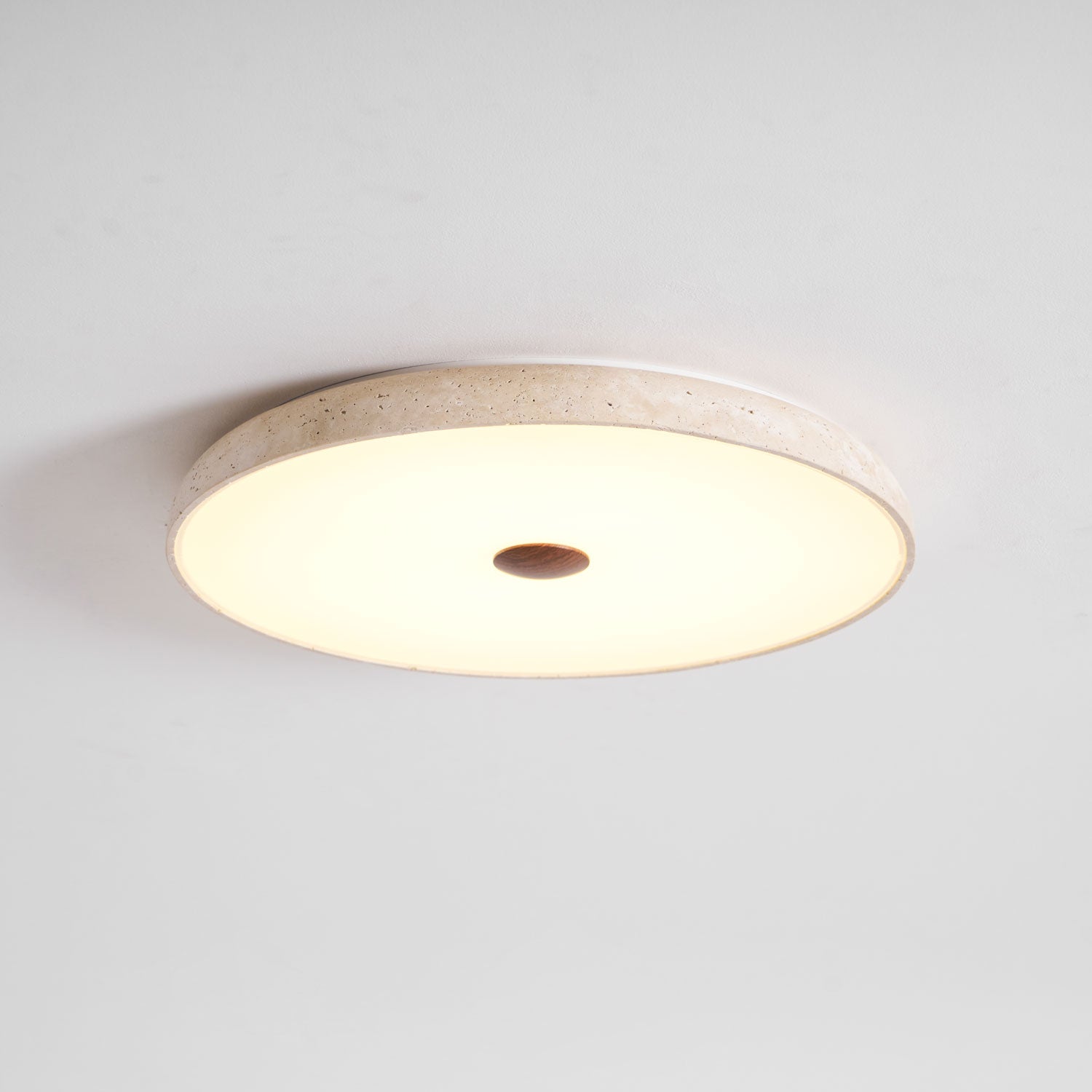 Plafonnier moderne Remus en Travertin jaune et blanc