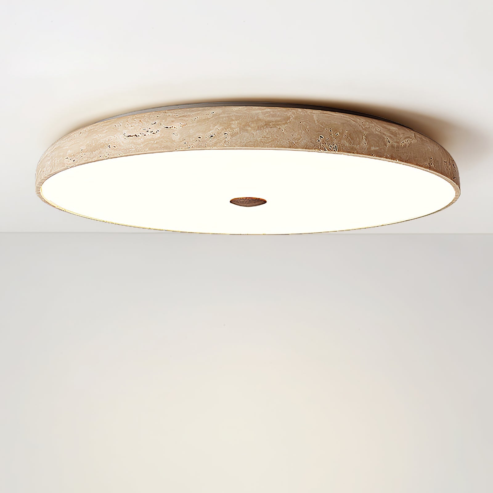 Plafonnier moderne Remus en Travertin jaune et blanc