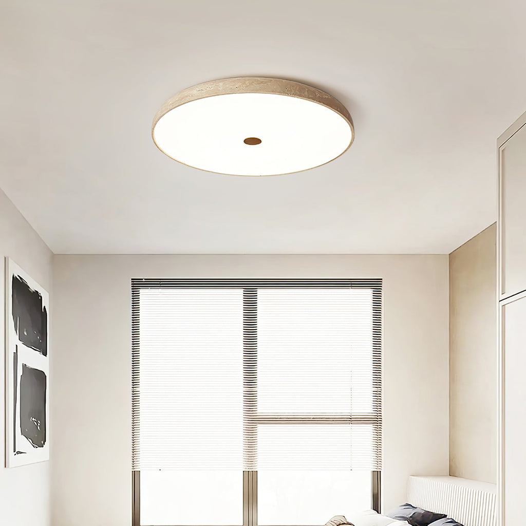 Plafonnier moderne Remus en Travertin jaune et blanc