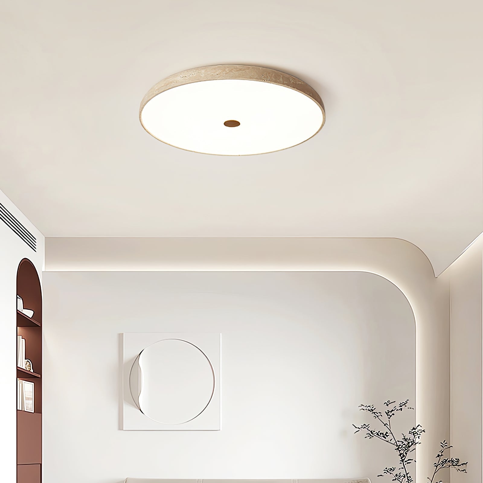Plafonnier moderne Remus en Travertin jaune et blanc