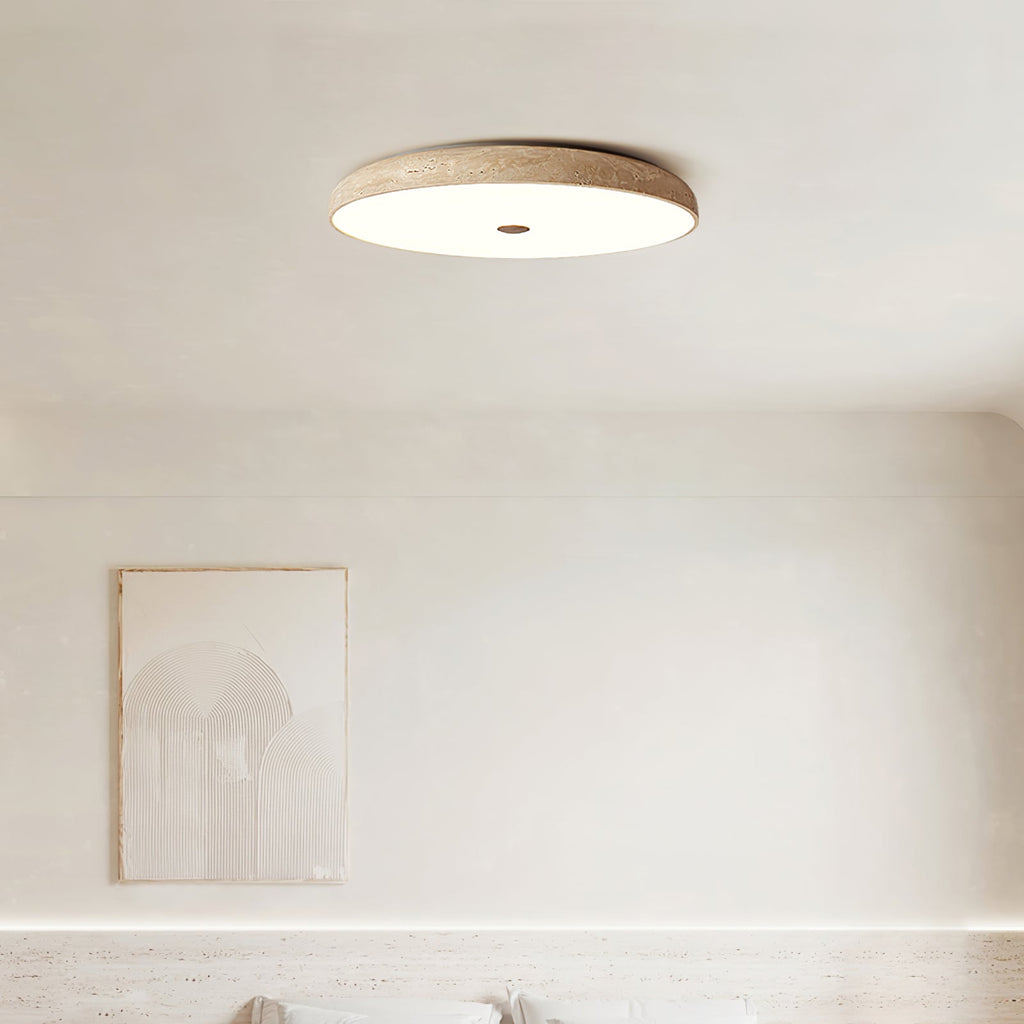Plafonnier moderne Remus en Travertin jaune et blanc
