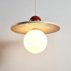 Suspension moderne Hjalmar en Travertin jaune et rouge bois