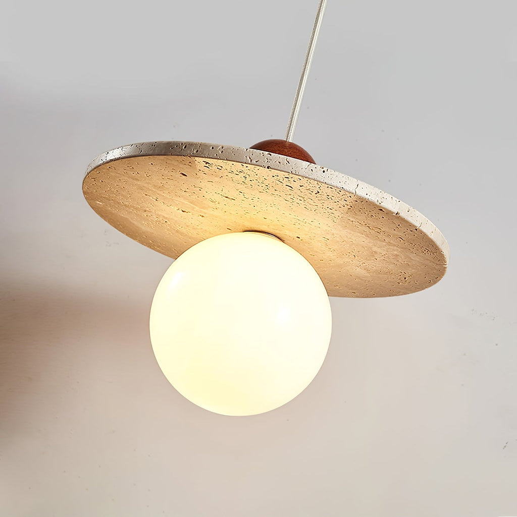 Suspension moderne Hjalmar en Travertin jaune et rouge bois