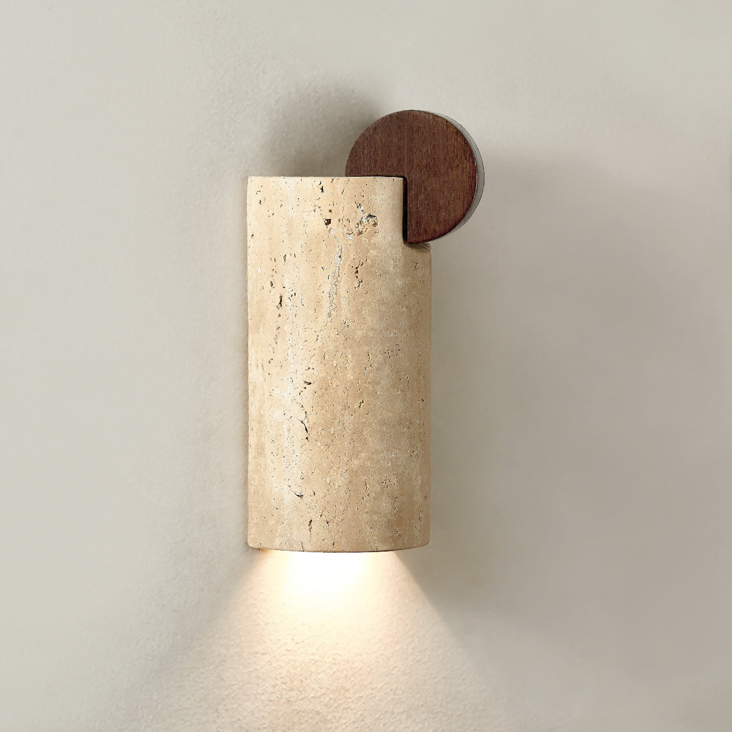 Applique murale moderne Lad en Noyer et travertin jaune