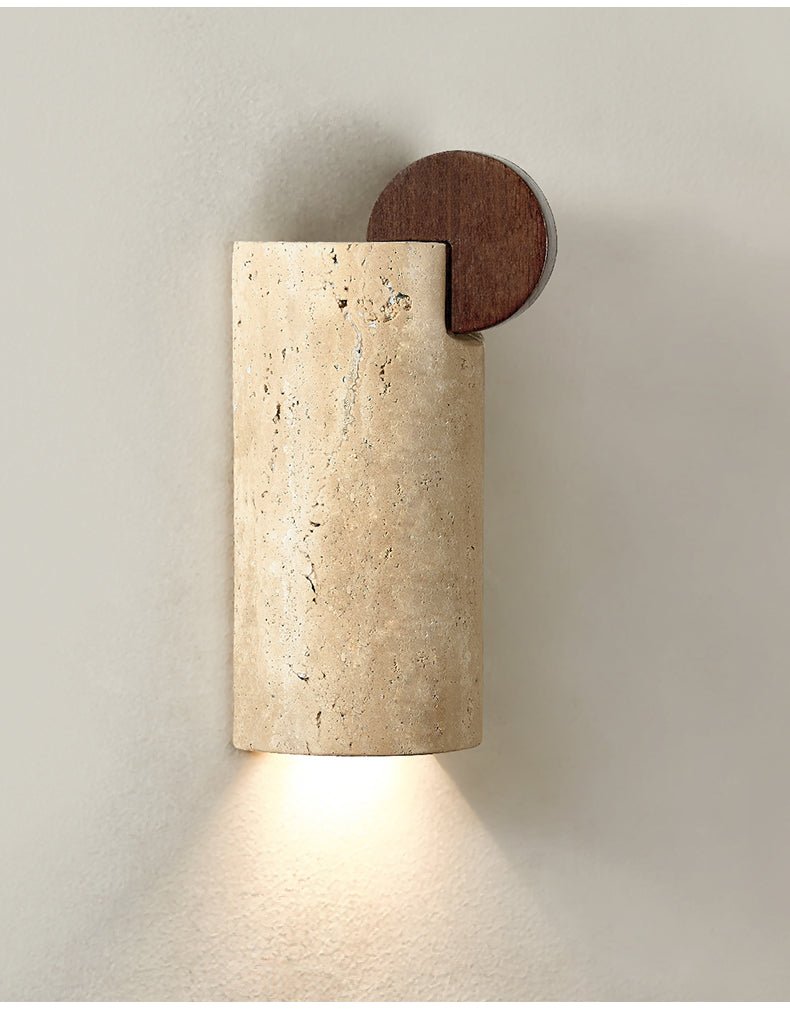 Applique murale moderne Lad en Noyer et travertin jaune