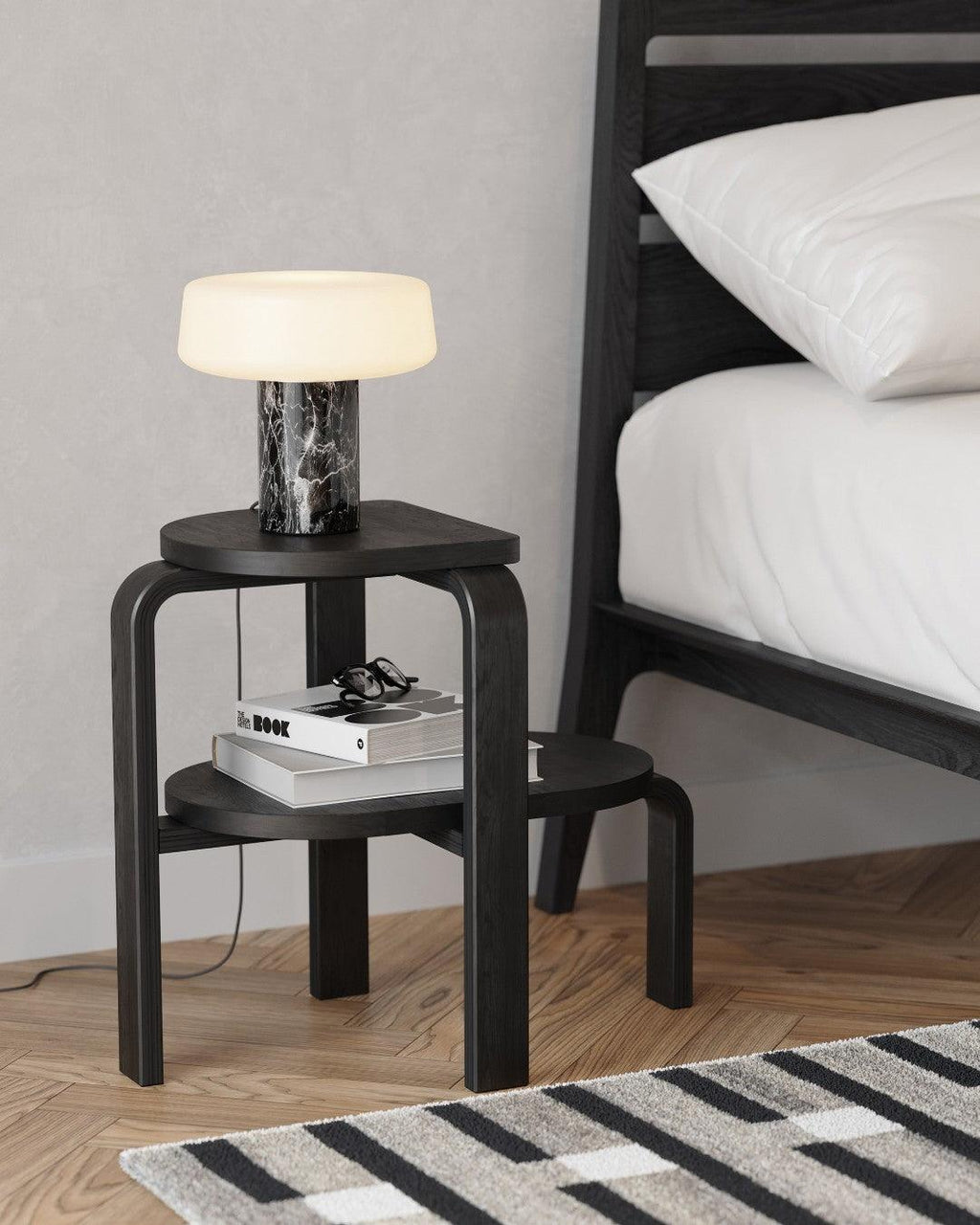 Lampe à poser moderne Byrne en Blanc marbre et blanc