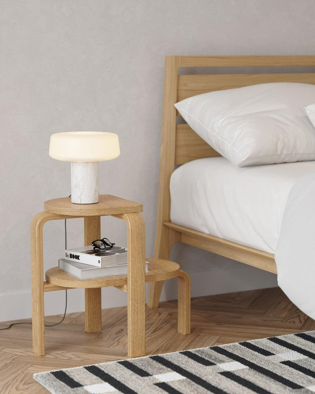 Lampe à poser moderne Byrne en Blanc marbre et blanc