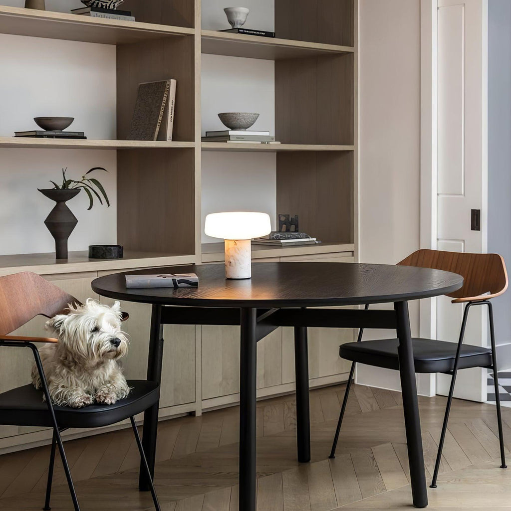 Lampe à poser moderne Byrne en Blanc marbre et blanc