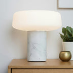 Lampe à poser moderne Byrne en Blanc marbre et blanc