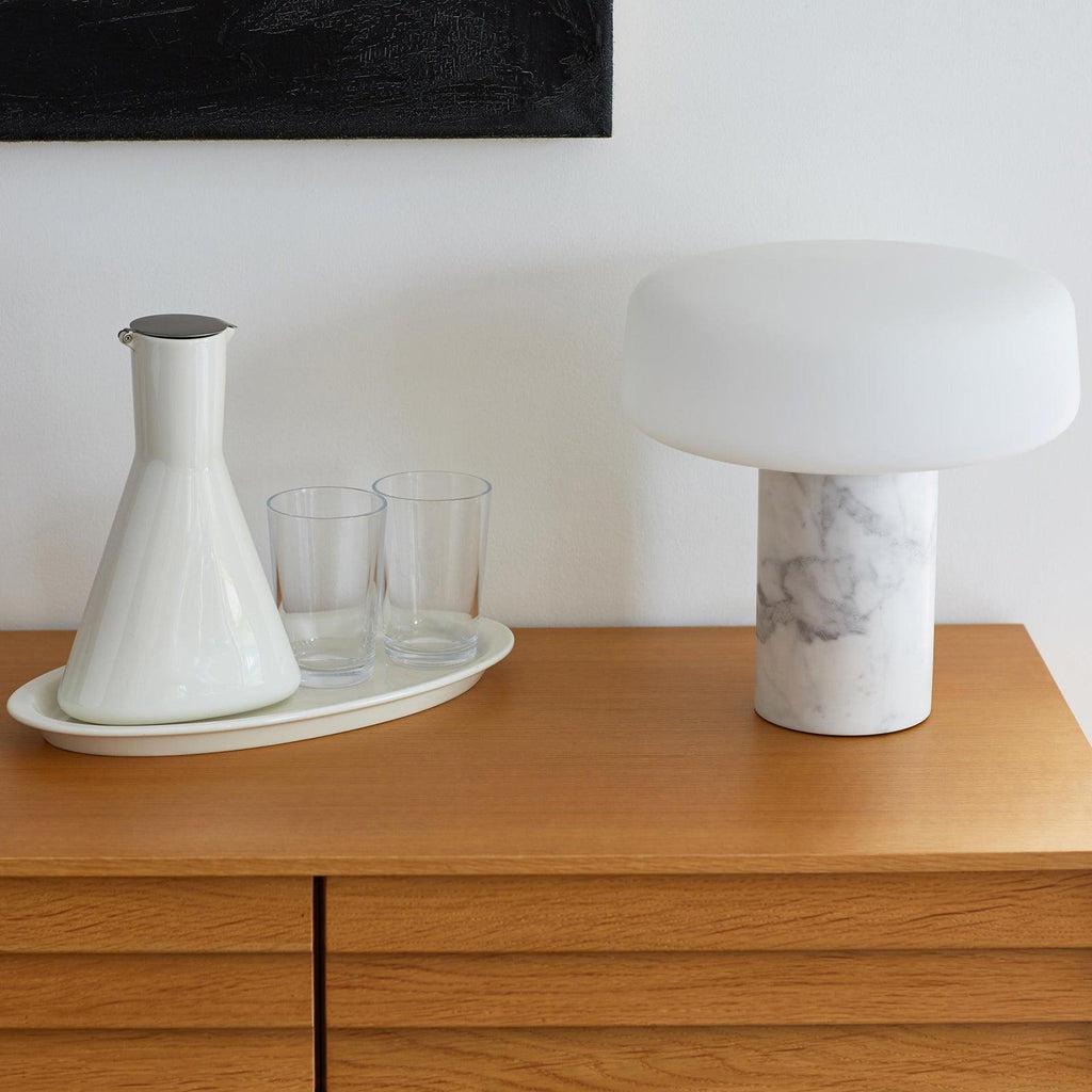 Lampe à poser moderne Byrne en Vert marbre et blanc
