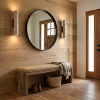 Applique murale moderne Eirikur en Noyer bois et travertin jaune