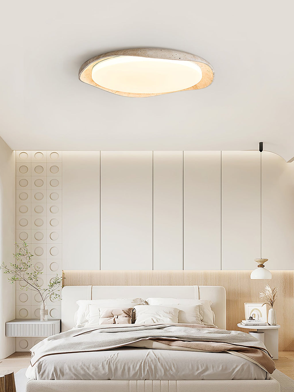 Plafonnier moderne Ansgar en Travertin jaune et blanc