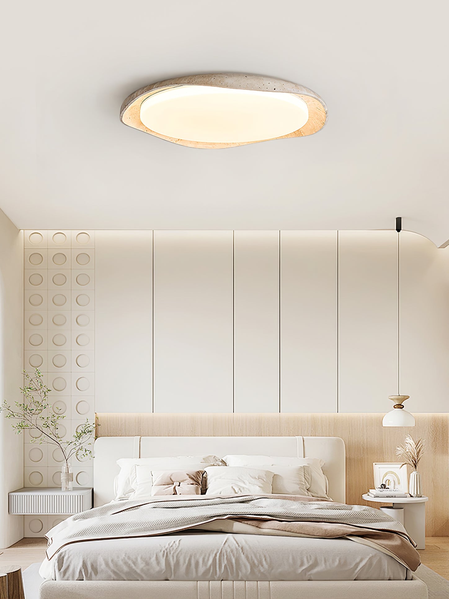 Plafonnier moderne Ansgar en Travertin jaune et blanc