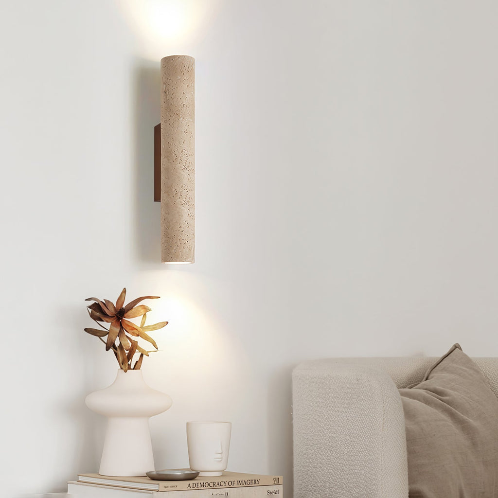 Applique murale moderne Eirikur en Noyer bois et travertin jaune