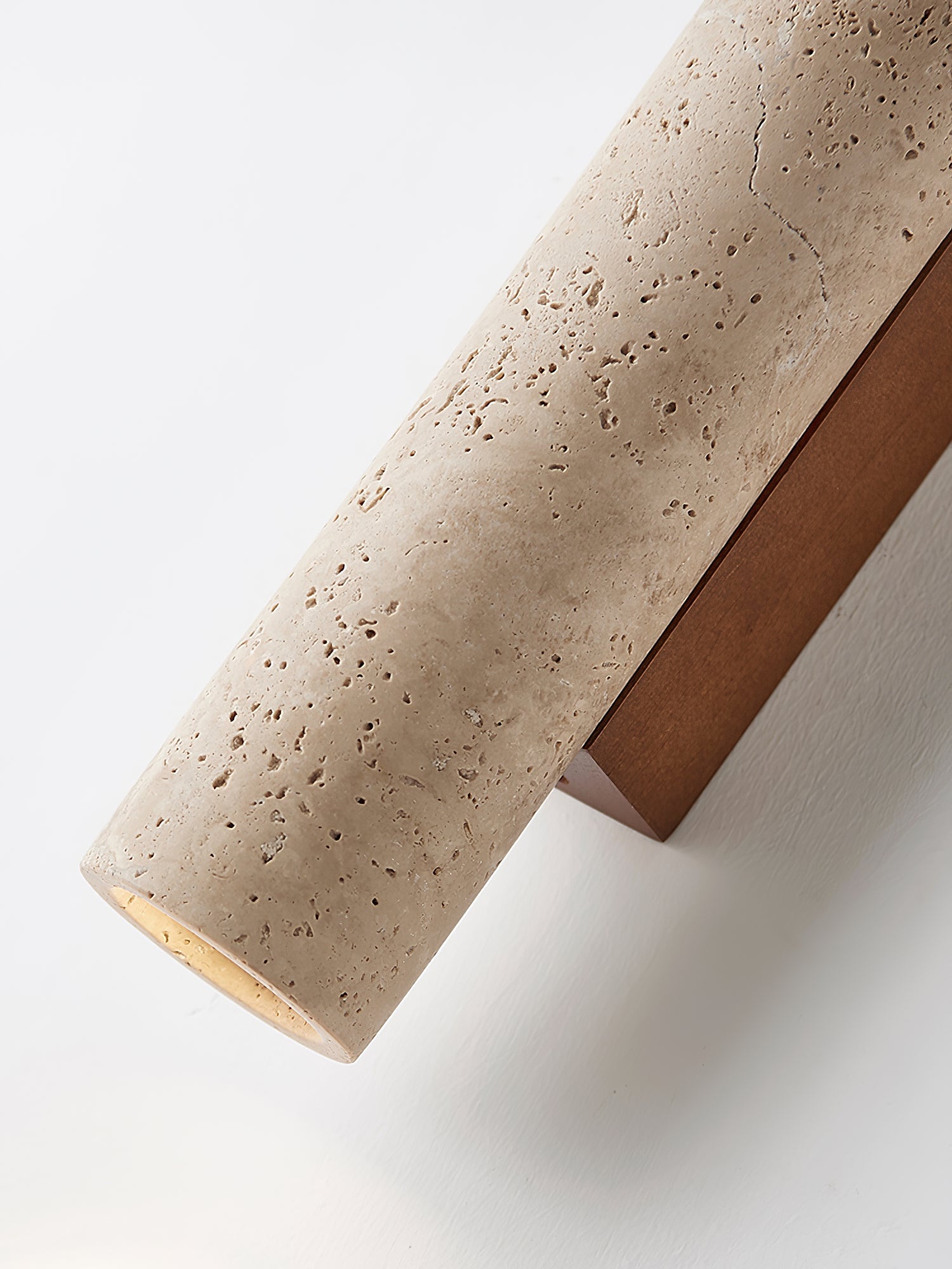 Applique murale moderne Eirikur en Noyer bois et travertin jaune