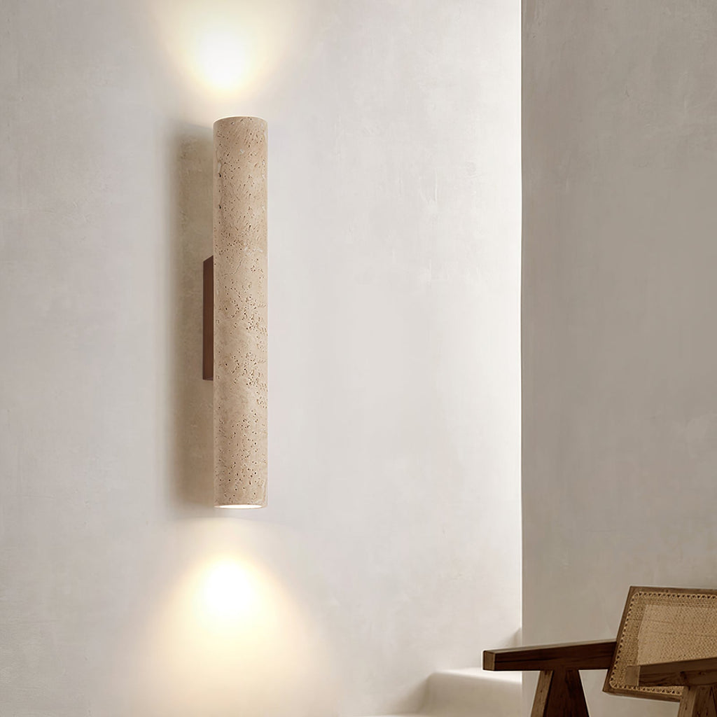 Applique murale moderne Eirikur en Noyer bois et travertin jaune