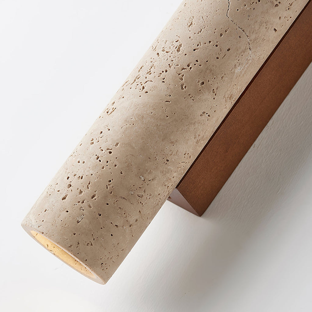 Applique murale moderne Eirikur en Noyer bois et travertin jaune