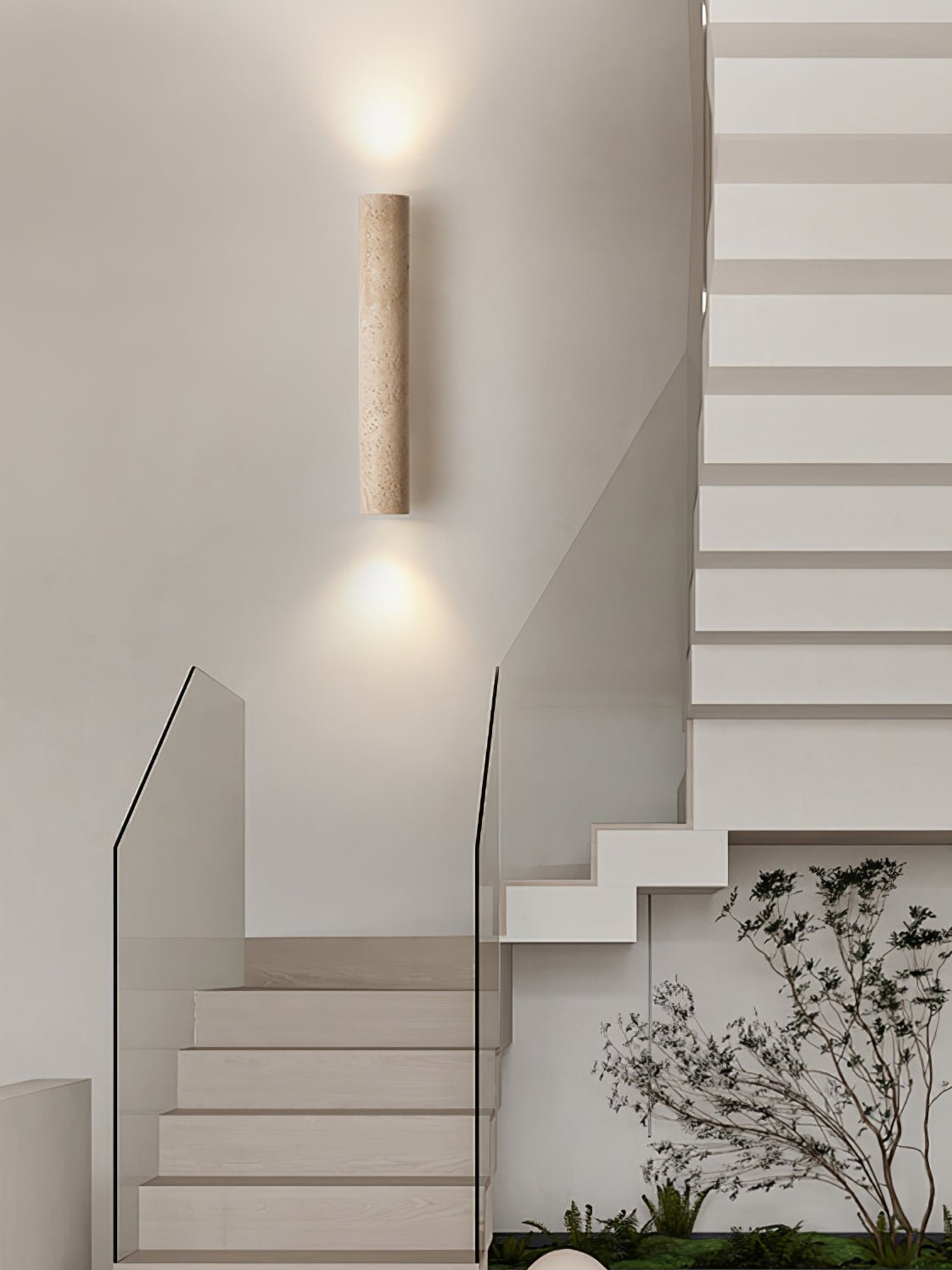 Applique murale moderne Eirikur en Noyer bois et travertin jaune