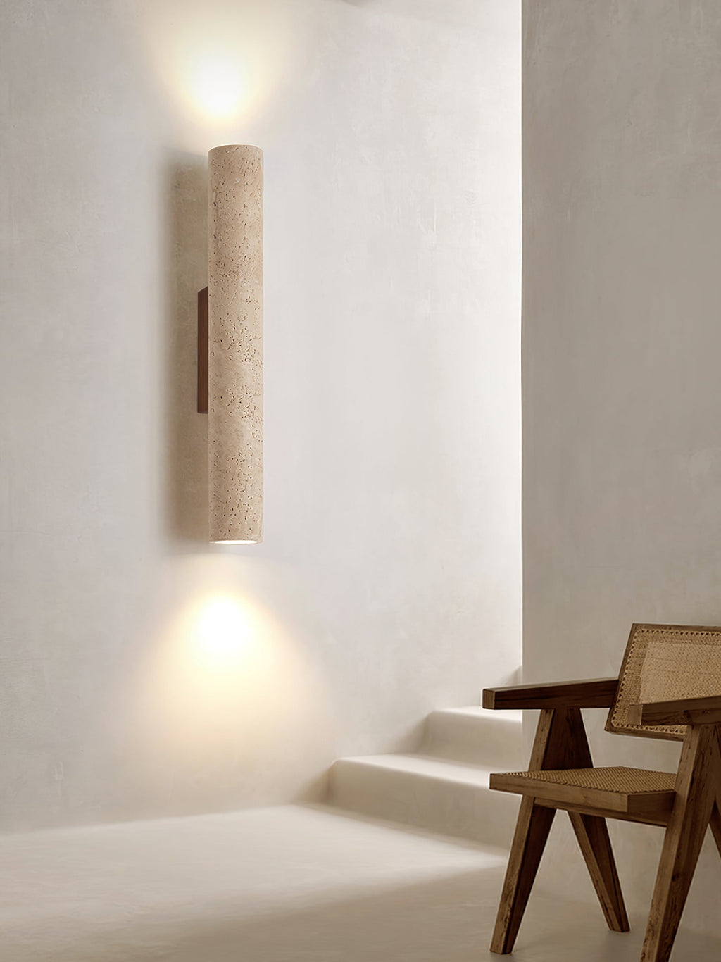 Applique murale moderne Eirikur en Noyer bois et travertin jaune