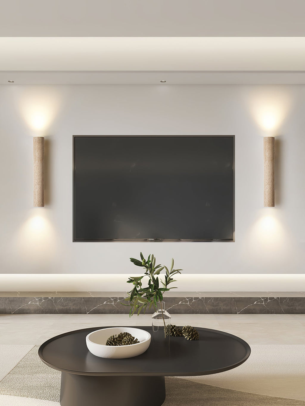 Applique murale moderne Eirikur en Noyer bois et travertin jaune