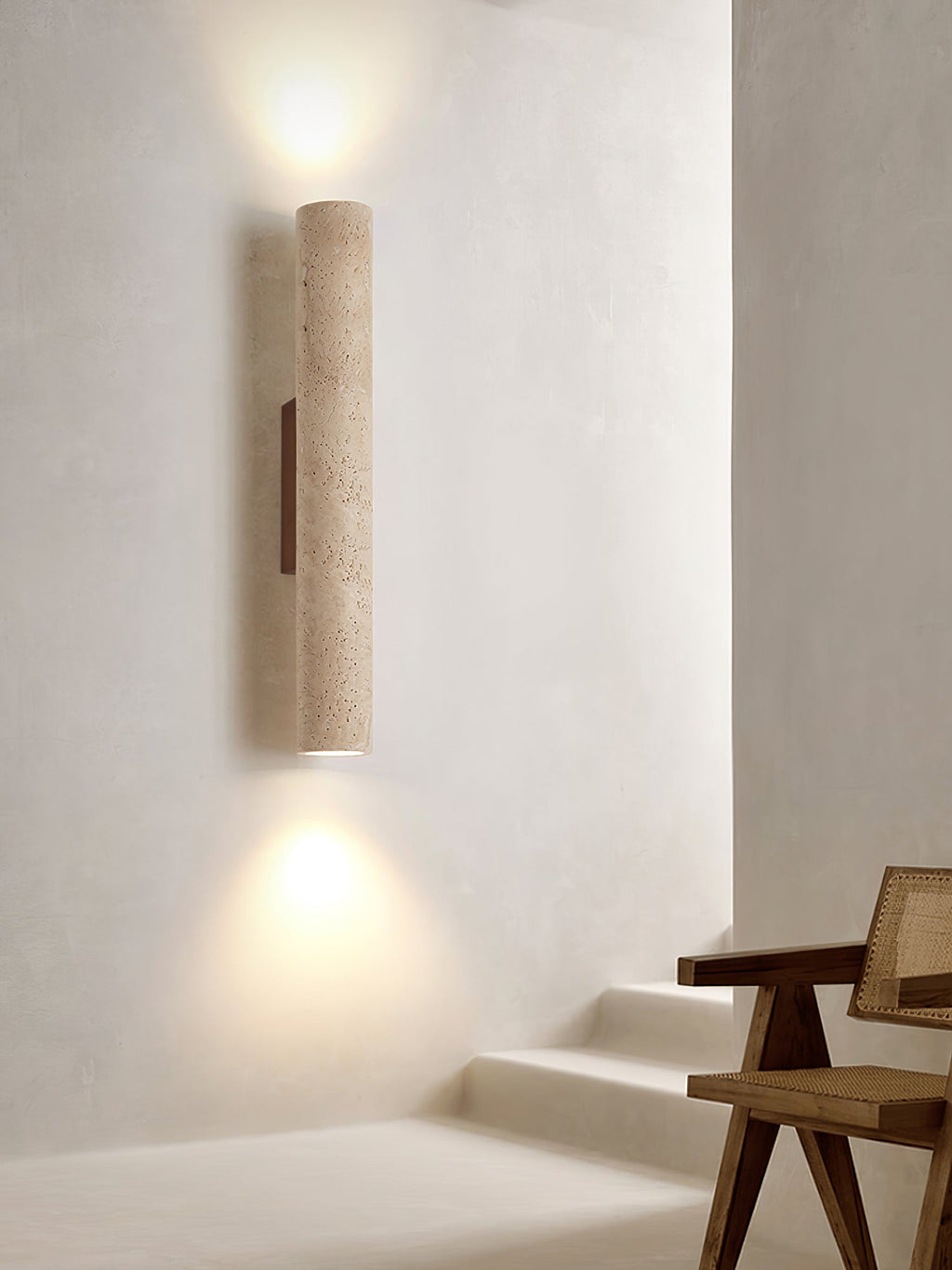 Applique murale moderne Eirikur en Noyer bois et travertin jaune