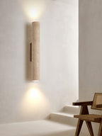 Applique murale moderne Eirikur en Noyer bois et travertin jaune