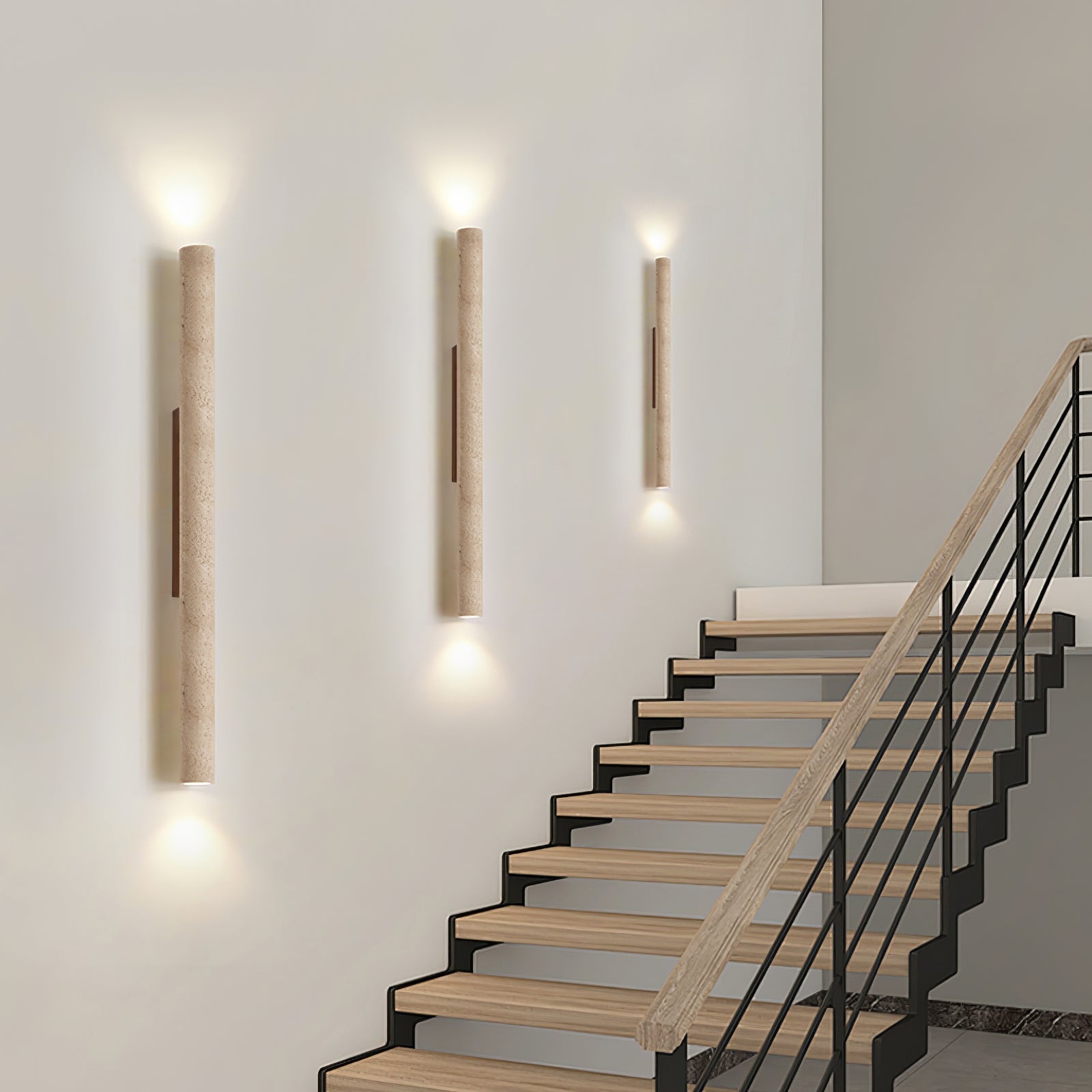Applique murale moderne Eirikur en Noyer bois et travertin jaune