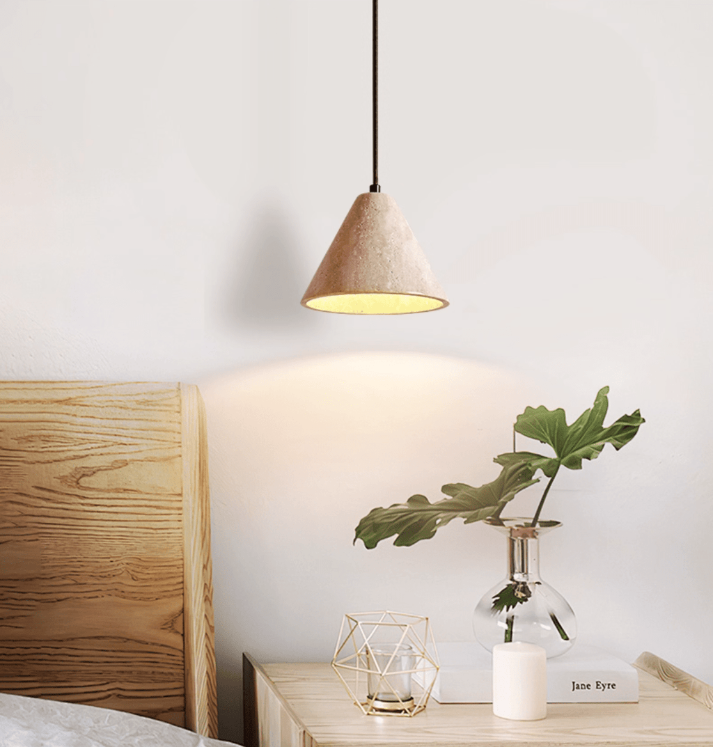 Suspension moderne Tarquin en Travertin jaune