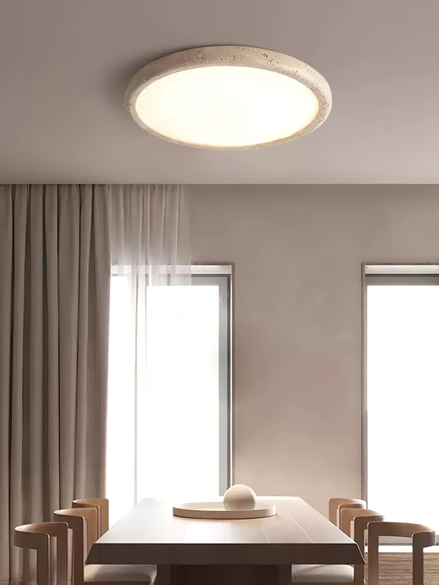 Plafonnier moderne Zef en Travertin jaune et blanc