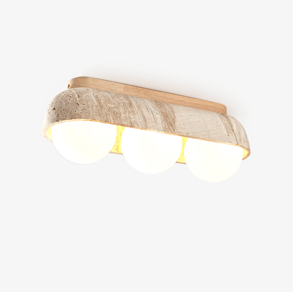 Plafonnier moderne Beau en Noyer et travertin jaune