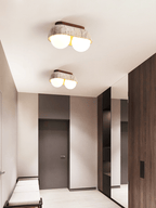 Plafonnier moderne Beau en Bois et travertin jaune