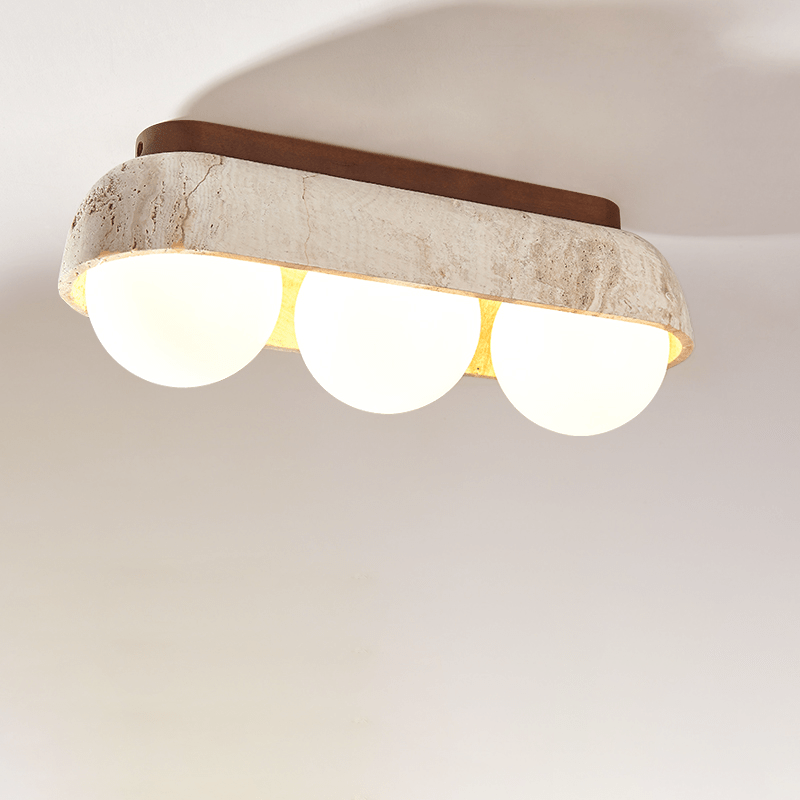 Plafonnier moderne Beau en Noyer et travertin jaune