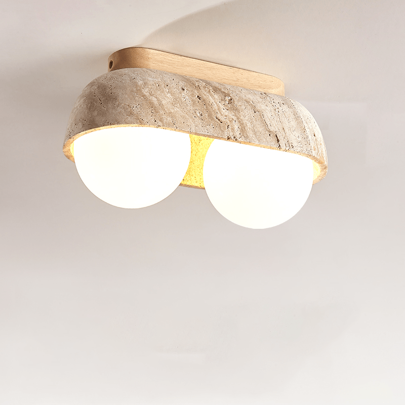 Plafonnier moderne Beau en Bois et travertin jaune