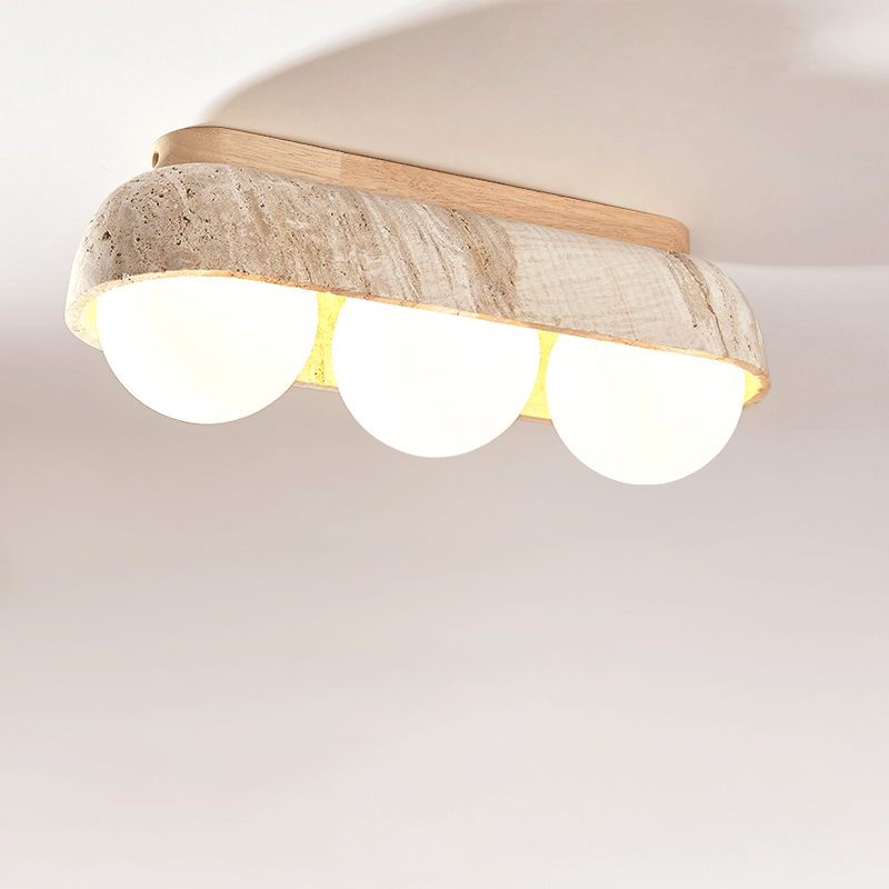 Plafonnier moderne Beau en Bois et travertin jaune