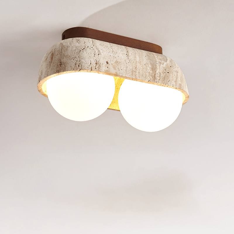Plafonnier moderne Beau en Noyer et travertin jaune