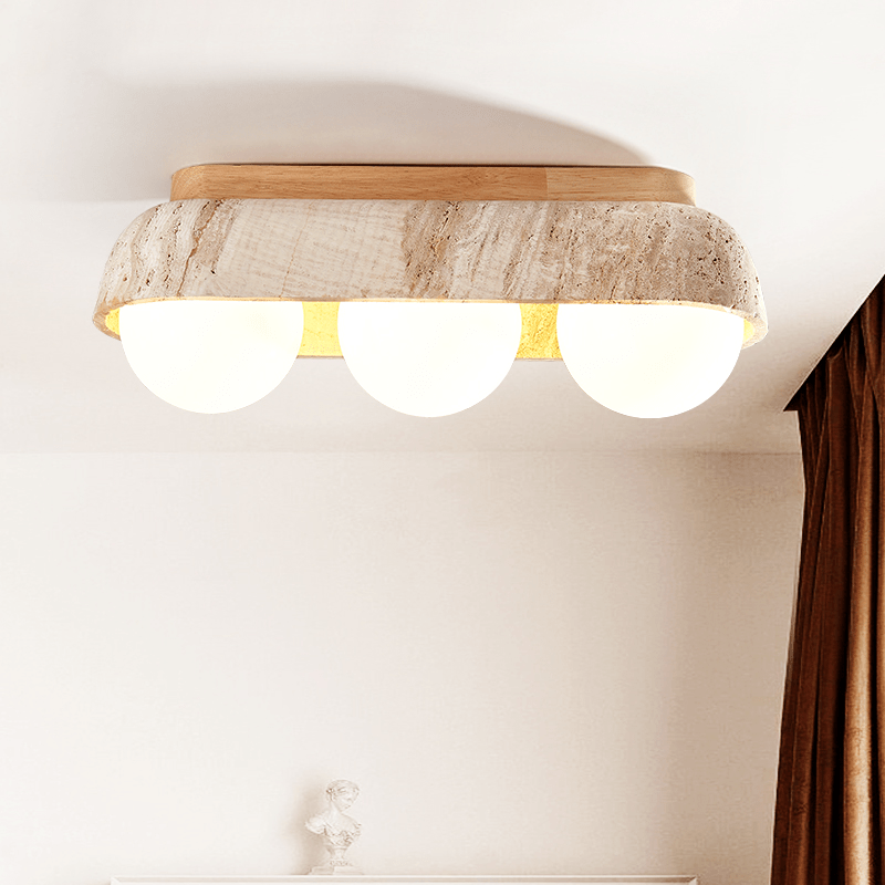 Plafonnier moderne Beau en Bois et travertin jaune