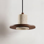 Suspension moderne Eggert en Noyer bois et travertin jaune