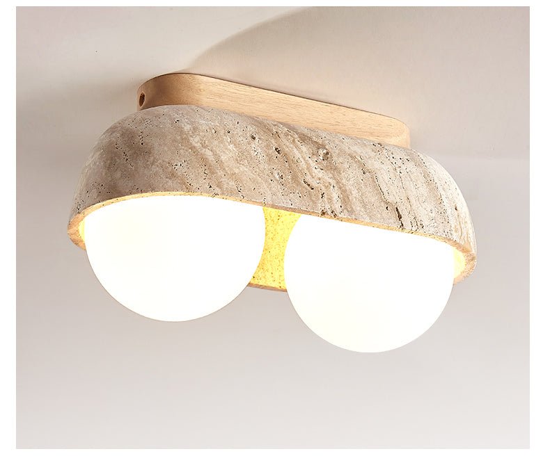 Plafonnier moderne Beau en Bois et travertin jaune