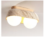 Plafonnier moderne Beau en Bois et travertin jaune