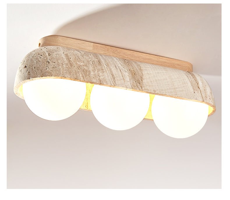 Plafonnier moderne Beau en Bois et travertin jaune