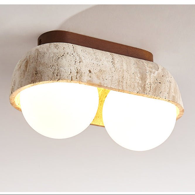 Plafonnier moderne Beau en Noyer et travertin jaune