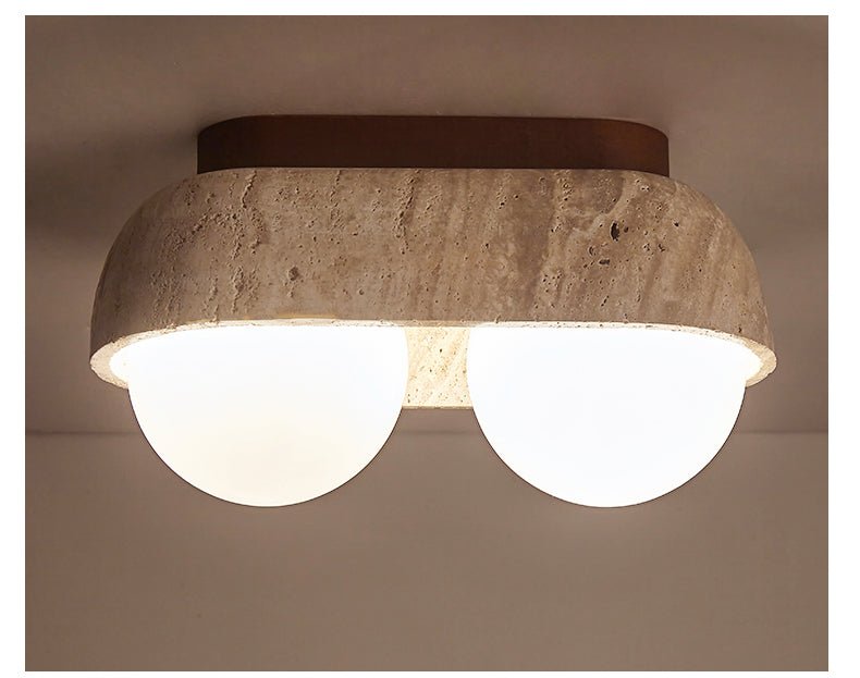 Plafonnier moderne Beau en Bois et travertin jaune