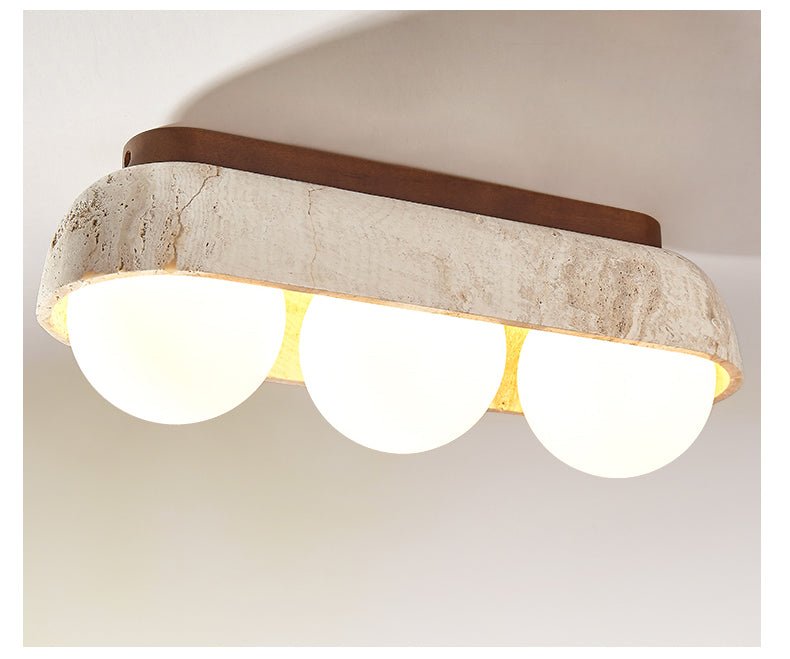 Plafonnier moderne Beau en Noyer et travertin jaune