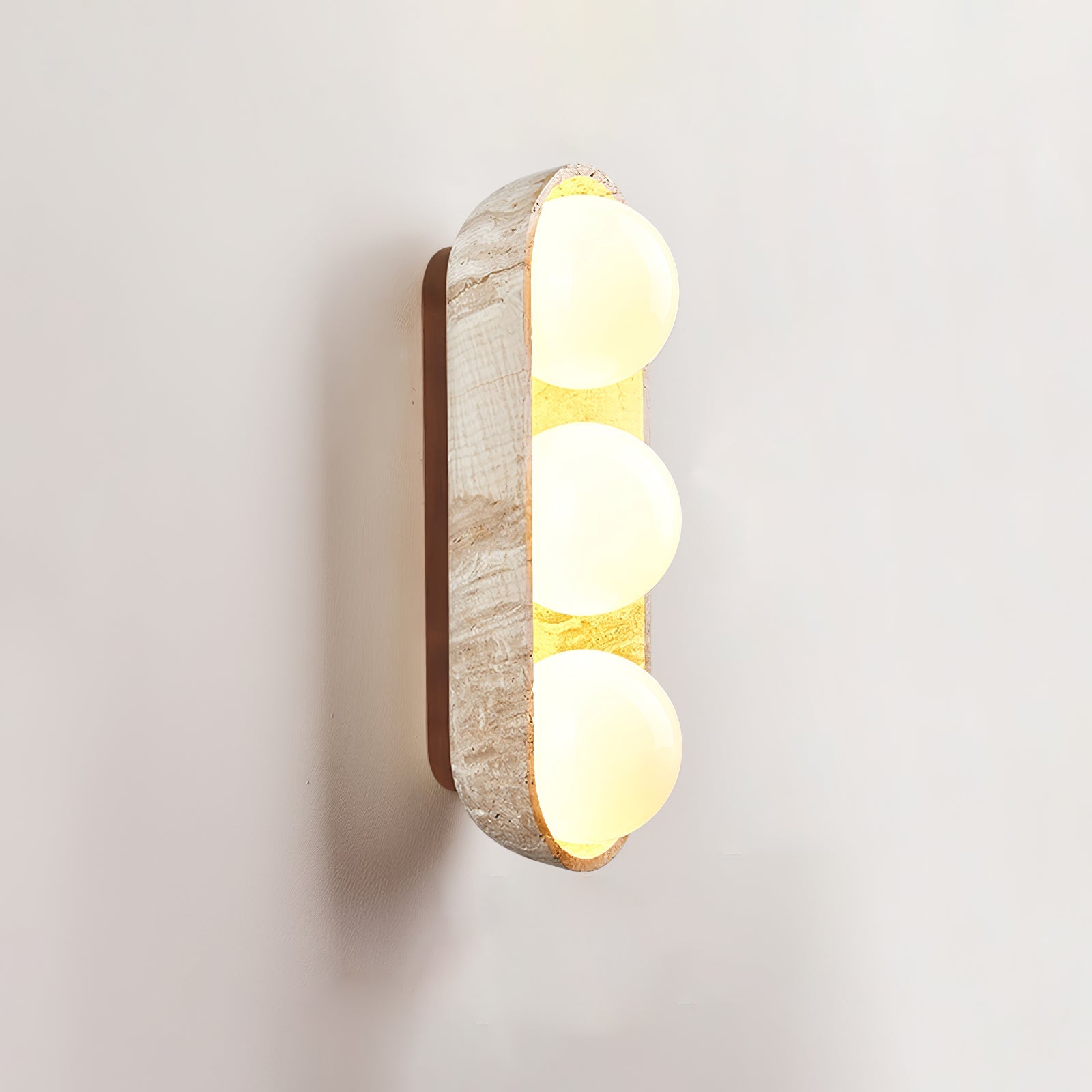 Applique murale moderne Beau en Noyer et travertin jaune