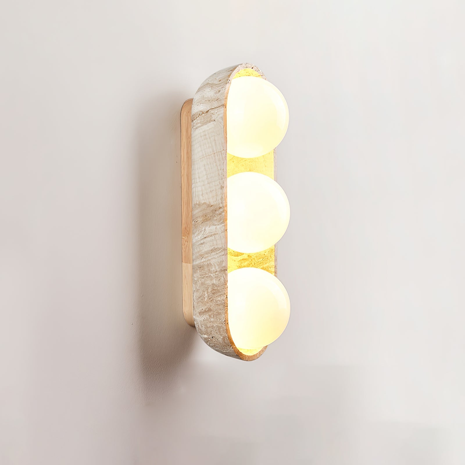 Applique murale moderne Beau en Bois et travertin jaune